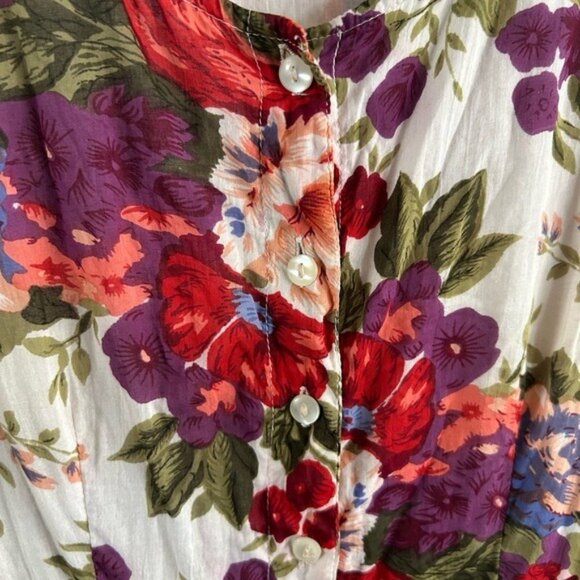 The Avenue Floral Maxi Tank Dress Button Front Sz 18/20 Semi Sheer Spring Read - Picture 4 of 16